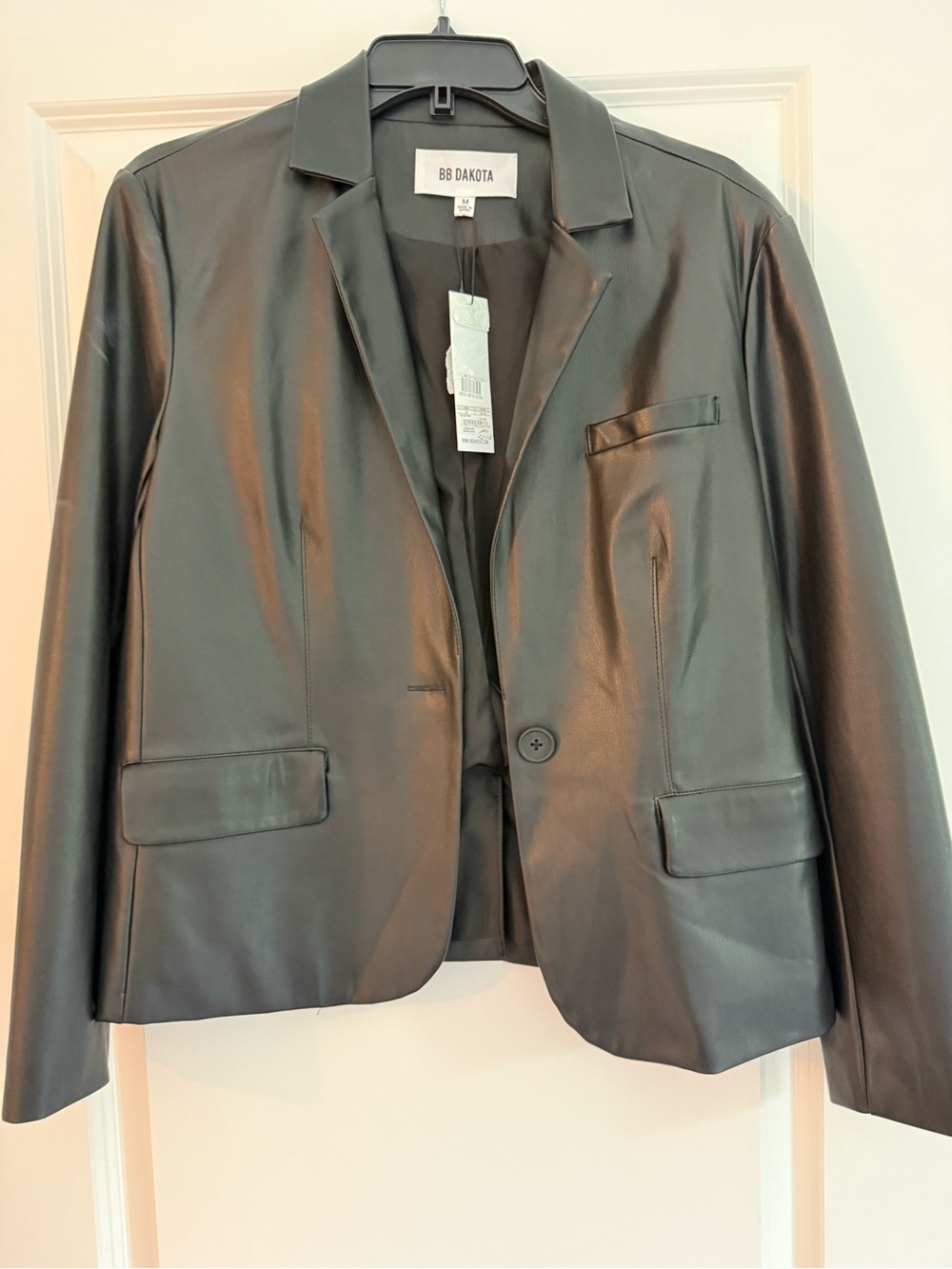 BB Dakota Black Faux Leather Blazer Jacket